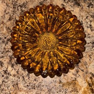 1970s Blenko Style Amber Sunburst Ashtray